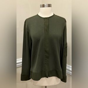 Size Medium Long Sleeve Olive Green Zip Up Blouse